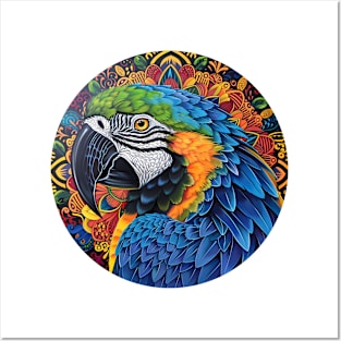 Mandala - Blue Macaw Posters and Art